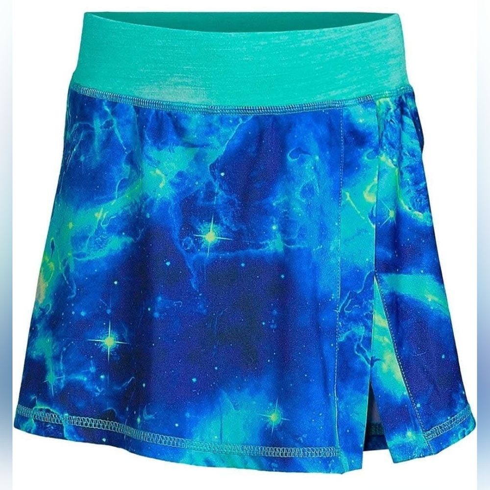 LANDS END‎ galaxy blue green athleisure active skort skirt XL